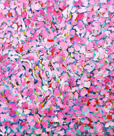 Schilderij getiteld "Essaim" door Jean Mirre, Origineel Kunstwerk, Olie Gemonteerd op Frame voor houten brancard