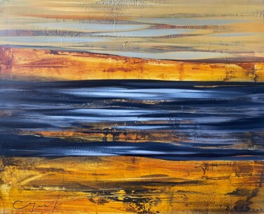 Peinture intitulée "Banks. Above fast w…" par Katsiaryna Sumarava, Œuvre d'art originale, Huile