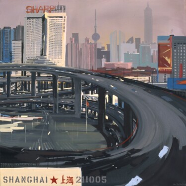 N°9 : L’échangeur du Pont de Nanpu 绘画 标题为“N°9 : L’échangeur d…” 由Michelle Auboiron, 原创艺术品, 丙烯 安装在木质担架架上