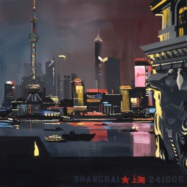 N°11 : Depuis le Bar Rouge (nuit) 绘画 标题为“N°11 : Depuis le Ba…” 由Michelle Auboiron, 原创艺术品, 丙烯 安装在木质担架架上