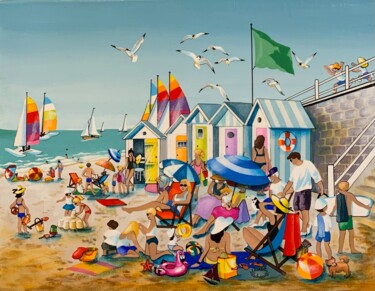 绘画 标题为“Devant les cabines” 由Charlotte Lachapelle, 原创艺术品, 丙烯
