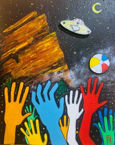 Pittura intitolato "Foo Fighters Over R…" da Erik Schlobohm, Opera d'arte originale, Acrilico