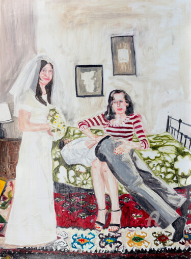 Painting titled "Hidden Proposal" by Mirza Cizmic, Original Artwork, Oil Mounted on Other rigid panel