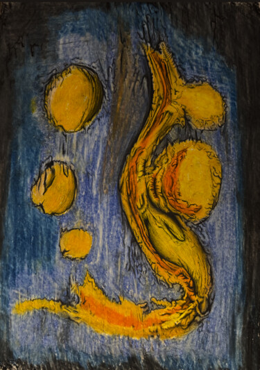 Schilderij getiteld "galaxy yolk" door Narek Gevorgyan, Origineel Kunstwerk, Olie