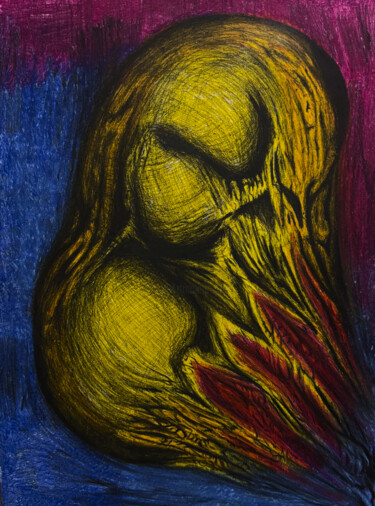 Painting titled "golden frame" by Narek Gevorgyan, Original Artwork, Oil