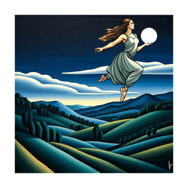 Arts numériques intitulée "XVIII La Lune" par Jean Paul Pierozzi, Œuvre d'art originale, Peinture numérique