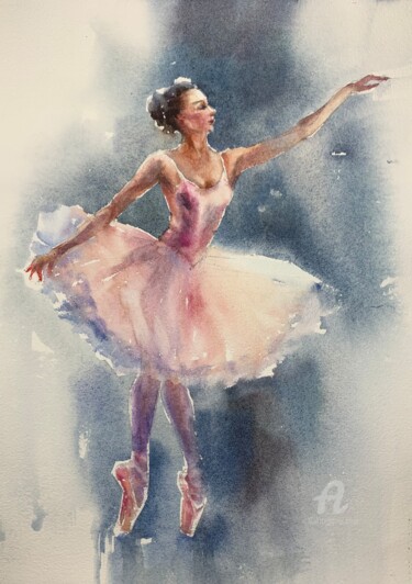 Malarstwo zatytułowany „“Little ballerina”” autorstwa Oxana Luky, Oryginalna praca, Akwarela