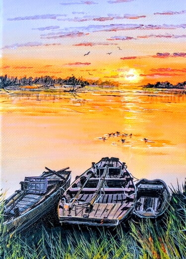 Peinture intitulée "Douceur d un soir" par Claudine Viégas, Œuvre d'art originale, Acrylique Monté sur artwork_cat.