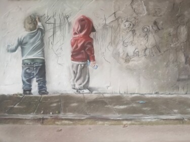 Dessin intitulée "banski" par Jean Alvarez, Œuvre d'art originale, Pastel