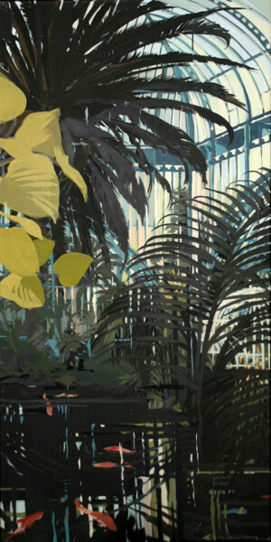 N°10 : Serres tropicale Painting titled "N°10 : Serres tropi…" by Michelle Auboiron, Original Artwork, Acrylic Mounted on Wood Stretcher frame