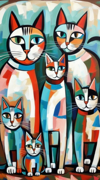 数字艺术 标题为“cats 6 (Picasso)” 由Natalia Smirnova, 原创艺术品, AI生成的图像