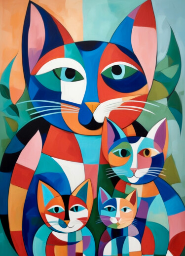 数字艺术 标题为“cats 4 (Picasso)” 由Natalia Smirnova, 原创艺术品, AI生成的图像