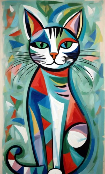 数字艺术 标题为“cat Mona (Picasso)” 由Natalia Smirnova, 原创艺术品, AI生成的图像