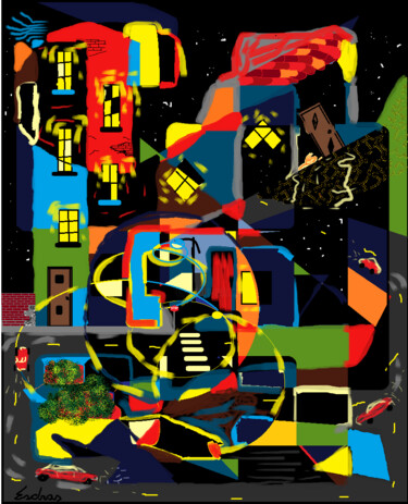 数字艺术 标题为“city nigth” 由Esdras Oliveira, 原创艺术品, 2D数字工作