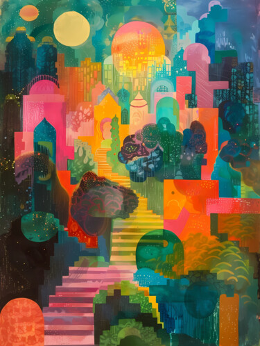 Digital Arts titled "City of Dreams" by Claire Step, Original Artwork, Digital Painting