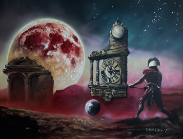 Vibrations of time v.3 Guardian ot the Time - a labyrinth of 绘画 标题为“Vibrations of time…” 由Dariusz Witold Mierzwa, 原创艺术品, 油 安装在木质担架架上