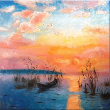 绘画 标题为“burning sunset” 由Solomiia Bondarenko, 原创艺术品, 油 安装在木质担架架上