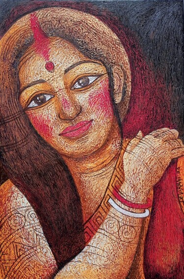 Painting titled "Dashami" by Devi Rani Dasgupta Devi, Original Artwork, Acrylic