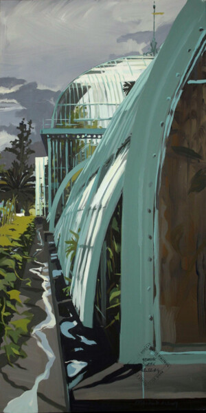 N°12 : Serres d’Auteuil sous la pluie Painting titled "N°12 : Serres d’Aut…" by Michelle Auboiron, Original Artwork, Acrylic Mounted on Wood Stretcher frame