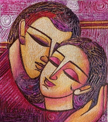 Painting titled "Lovers 2" by Devi Rani Dasgupta Devi, Original Artwork, Acrylic