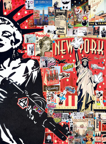 Marilyn Monroe and american Statue of Liberty in New York 图画 标题为“Marilyn Monroe and…” 由Irina Bast, 原创艺术品, 拼贴
