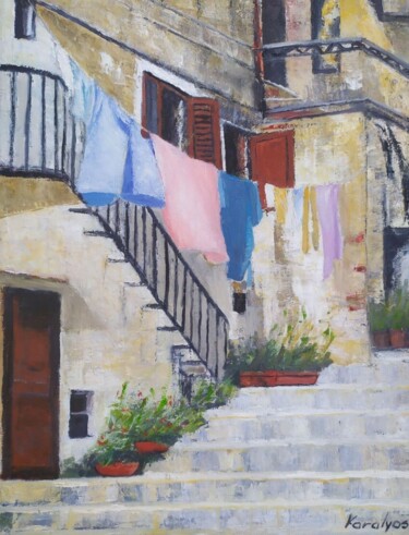 Painting titled "The Washing Day" by Djamel Eddine Hafis, Original Artwork, Oil
