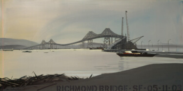 N°10 : San Francisco – Richmond Bridge Painting titled "N°10 : San Francisc…" by Michelle Auboiron, Original Artwork, Acrylic Mounted on Wood Stretcher frame