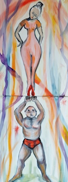 Le Cirque - Acrobates Painting titled "Le Cirque - Acrobat…" by Nicole Bachelard, Original Artwork, Acrylic Mounted on Wood Stretcher frame