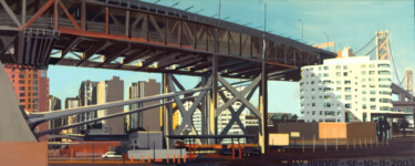N°1 : San Francisco – Bay Bridge Painting titled "N°1 : San Francisco…" by Michelle Auboiron, Original Artwork, Acrylic Mounted on Wood Stretcher frame