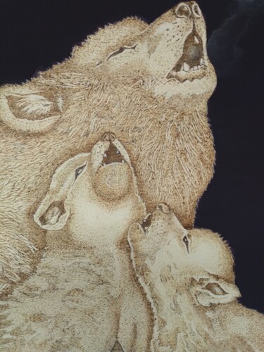 印花与版画 标题为“Concerto pour la fa…” 由Judith Michaud, 原创艺术品, 雕刻 安装在木质担架架上