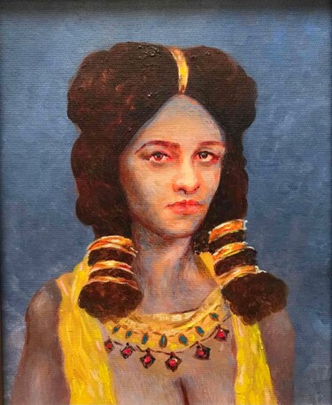 Painting titled "The portrait of an…" by Vagharshak Abrahamyan, Original Artwork, Oil Mounted on Wood Panel