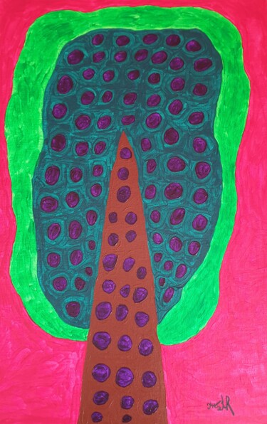 「Big plum tree 1」というタイトルの絵画 Arina Mariによって, オリジナルのアートワーク, アクリル 段ボールにマウント