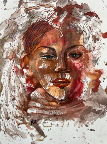 The warm look 绘画 标题为“The warm look” 由Katerina Anchugova, 原创艺术品, 水彩