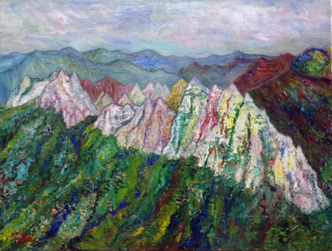 Majestic Peaks: A Journey Through Color and Texture 绘画 标题为“Majestic Peaks: A J…” 由Yeon-Gyeong Seo (Seo), 原创艺术品, 油