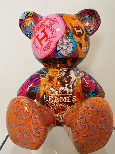 Sculpture titled "Hermès pop art Teddy" by Naor 26, Original Artwork, Resin