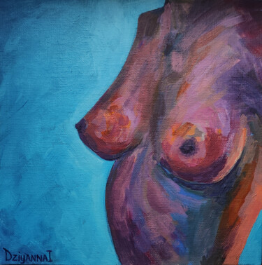 The Essence of Femininity: Nude Art Painting titled "The Essence of Femi…" by Dziyana Ihnatsenka, Original Artwork, Acrylic Mounted on Cardboard