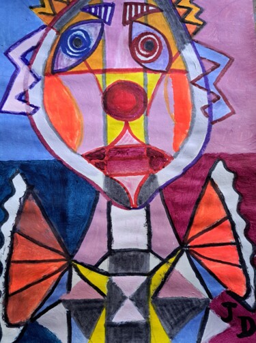 제목이 "Le  Clown  en  Deuil"인 미술작품 Jacques Desvaux (JD)로, 원작, 아크릴