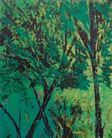 绘画 标题为“Précis sous bois” 由Xiorcaled, 原创艺术品, 油 安装在木质担架架上