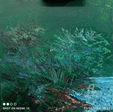 Painting titled "Sous le jazz" by Xiorcaled, Original Artwork, Oil Mounted on Wood Stretcher frame