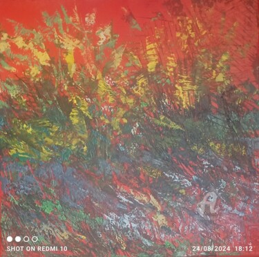 Painting titled "Climat affolé" by Xiorcaled, Original Artwork, Oil Mounted on Wood Stretcher frame
