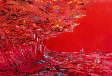 제목이 "Sous le feu du clim…"인 미술작품 Xiorcaled로, 원작, 기름 나무 들것 프레임에 장착됨