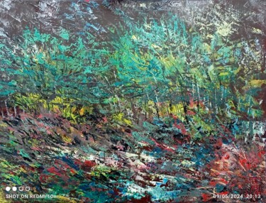 Peinture intitulée "Brassage sous bois" par Xiorcaled, Œuvre d'art originale, Huile Monté sur Châssis en bois