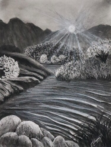 图画 标题为“The guiding light” 由Alicia Lopez, 原创艺术品, 木炭