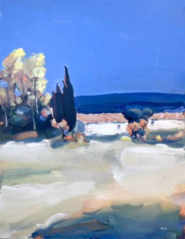 Les mas aux cyprès Peinture intitulée "Les mas aux cyprès" par Ivan Calatayud, Œuvre d'art originale, Acrylique Monté sur Châssis en bois