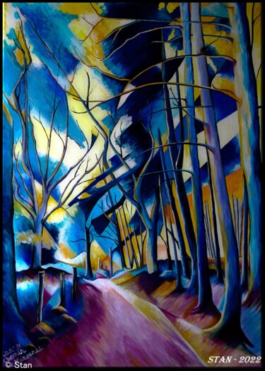 Peinture intitulée "le chemin de Marcen…" par Patrice Bailly (stan), Œuvre d'art originale, Huile Monté sur Châssis en bois