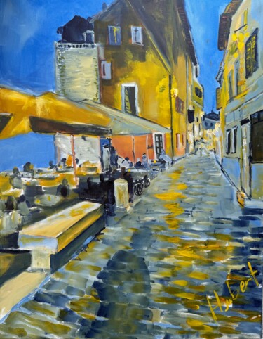 「Rovinj - Altstadt」というタイトルの絵画 Hubert Lernerによって, オリジナルのアートワーク, アクリル ウッドストレッチャーフレームにマウント