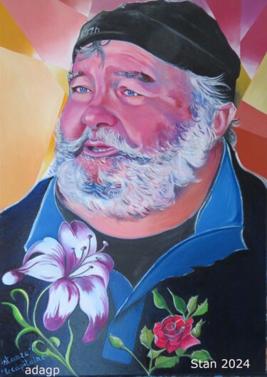 Painting titled "Le Capitaine" by Patrice Bailly (stan), Original Artwork, Oil Mounted on Wood Stretcher frame