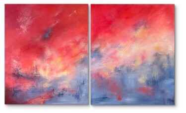 「Incandescence - Dyp…」というタイトルの絵画 Sandrine Belmontによって, オリジナルのアートワーク, アクリル ウッドストレッチャーフレームにマウント