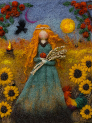 Arte textil titulada "Lughnasadh" por Christine Denorme, Obra de arte original, Fibra textil