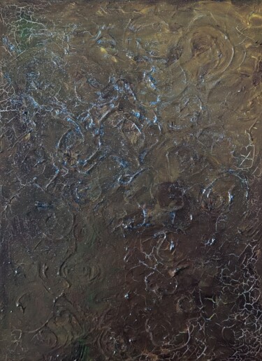 Pittura intitolato "Crepe sulla Luna" da Graziana Checchia Pantaleone, Opera d'arte originale, Olio Montato su Telaio per ba…